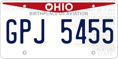 OH license plate GPJ5455