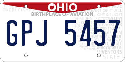 OH license plate GPJ5457