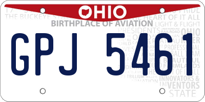 OH license plate GPJ5461