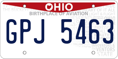 OH license plate GPJ5463