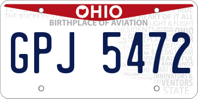 OH license plate GPJ5472