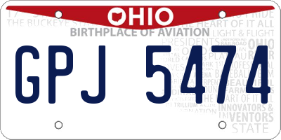 OH license plate GPJ5474