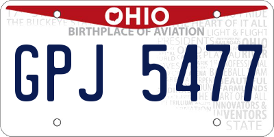 OH license plate GPJ5477