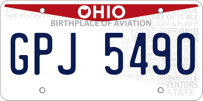 OH license plate GPJ5490
