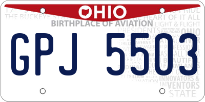OH license plate GPJ5503