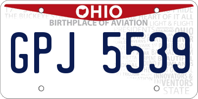 OH license plate GPJ5539