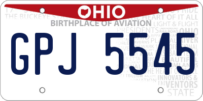 OH license plate GPJ5545