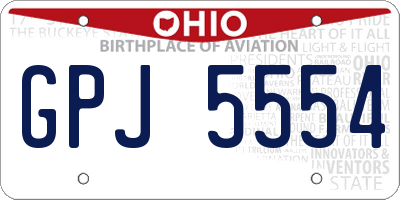OH license plate GPJ5554