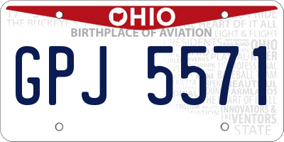 OH license plate GPJ5571