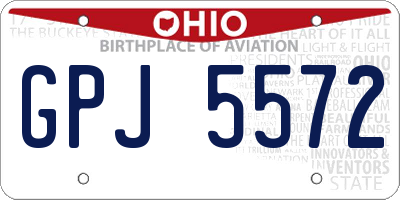 OH license plate GPJ5572