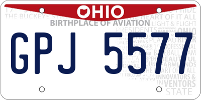 OH license plate GPJ5577