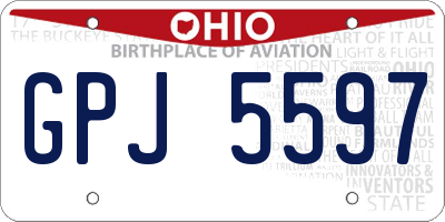 OH license plate GPJ5597