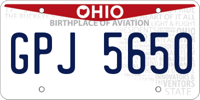 OH license plate GPJ5650