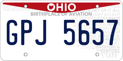 OH license plate GPJ5657