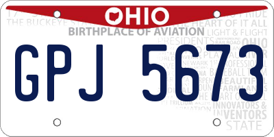 OH license plate GPJ5673