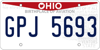OH license plate GPJ5693
