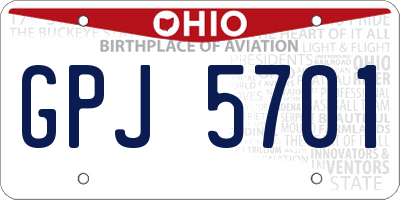 OH license plate GPJ5701