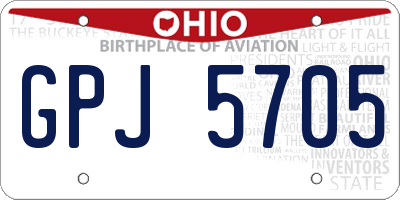 OH license plate GPJ5705