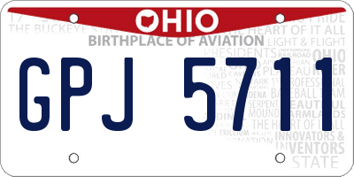 OH license plate GPJ5711