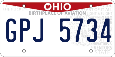 OH license plate GPJ5734
