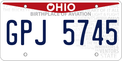 OH license plate GPJ5745