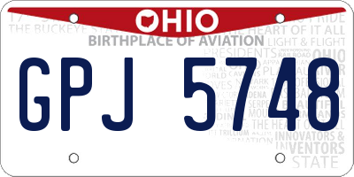 OH license plate GPJ5748