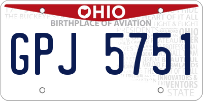 OH license plate GPJ5751