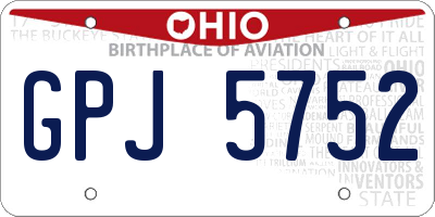 OH license plate GPJ5752