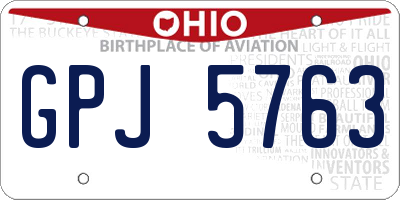 OH license plate GPJ5763