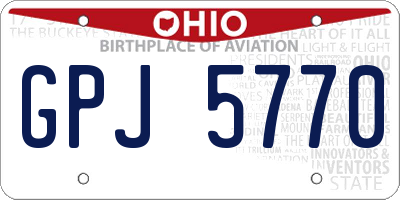 OH license plate GPJ5770