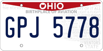 OH license plate GPJ5778