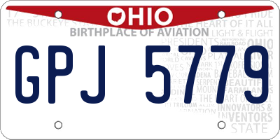 OH license plate GPJ5779