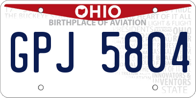 OH license plate GPJ5804