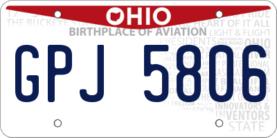 OH license plate GPJ5806