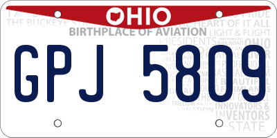 OH license plate GPJ5809