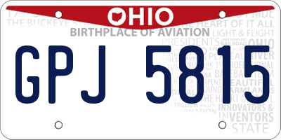 OH license plate GPJ5815