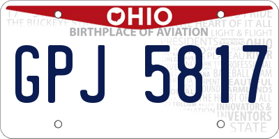 OH license plate GPJ5817
