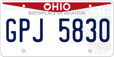 OH license plate GPJ5830