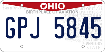 OH license plate GPJ5845