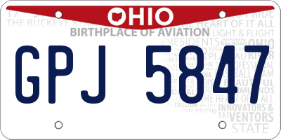 OH license plate GPJ5847