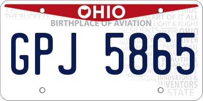 OH license plate GPJ5865