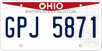 OH license plate GPJ5871