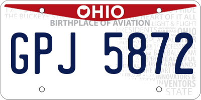 OH license plate GPJ5872