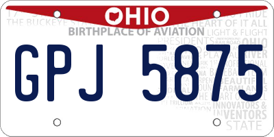 OH license plate GPJ5875