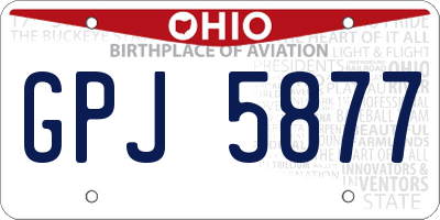 OH license plate GPJ5877
