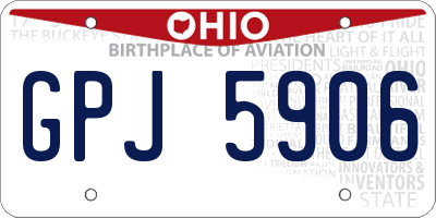 OH license plate GPJ5906