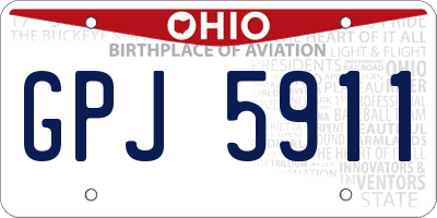OH license plate GPJ5911