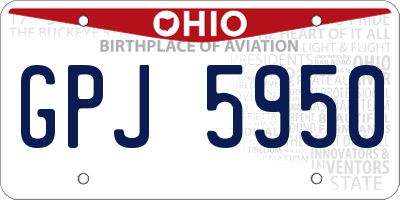 OH license plate GPJ5950