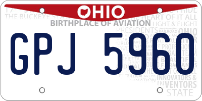 OH license plate GPJ5960