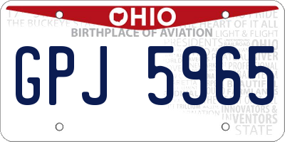 OH license plate GPJ5965
